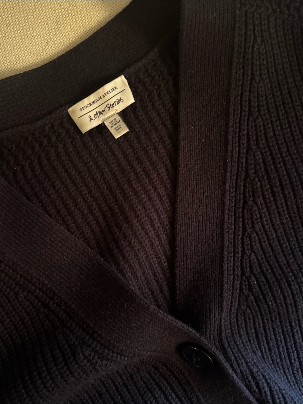 & Other Stories Navy Wool Cardigan